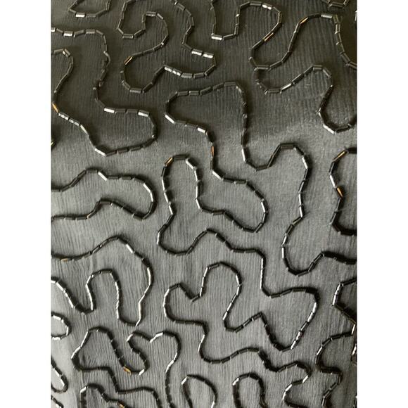 Sweelo Vintage 100% Natural Silk Black Iridescent Beaded Blouse Size Small - Picture 8 of 14